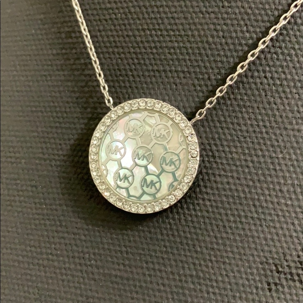 Michael Kors silver and abalone necklace